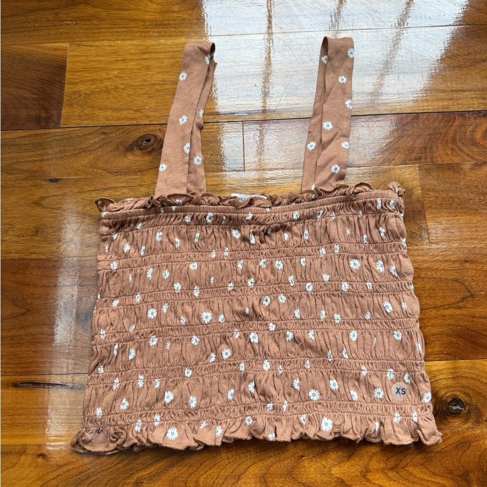 American Eagle Outfitters Pink Smocked Ruffled Tank Top